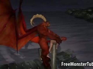 3D Cartoon feature Gets Fucked Outdoors By A Winged Demon
