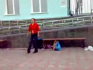Drunk Russian mademoiselle Peeing In Streets