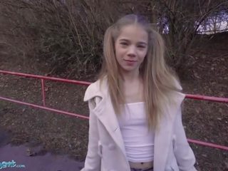 Public Agent Teen femme fatale Sabrina Spice gives Blowjob in Forest