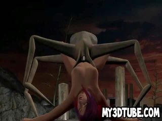 3D cartoon cutie getting fucked by an alien spider