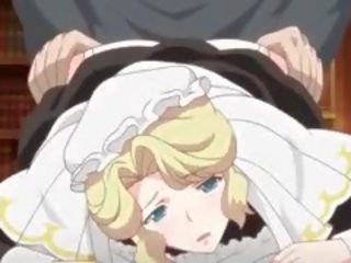 Anime Maid Jerks penis With Her Huge Boobs