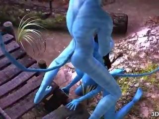 Avatar stunner anaal geneukt door reusachtig blauw lid
