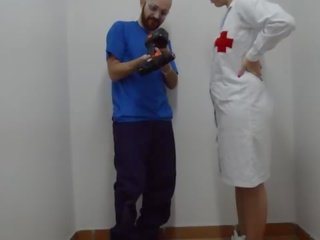 Nurse doing first aid on penis