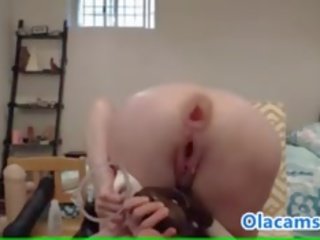 Milf Brunette Extreme Anal Fisting On Webcam