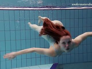 Lascivious Czech enchantress Salaka swims nude in the Czech pool