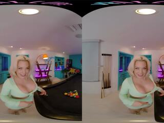 Seductive blonde with big boobs gives you a steamy vid in VR