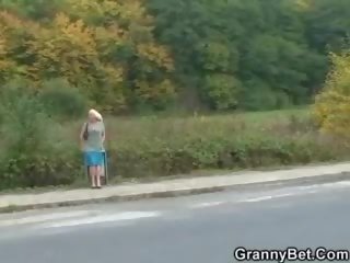 Granny call girl is picked up and fucked