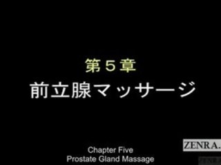 字幕付きの 服を着た女性裸の男性 日本語 前立腺 試験 ととも​​に 手コキ