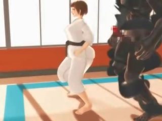 Hentai karate người tình nôn trên một lớn thành viên trong 3d