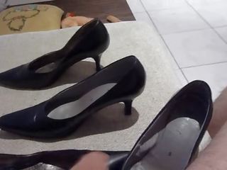 Fucking and cumming wifes high heel shoes