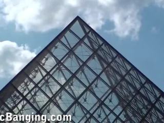 Outstanding public x rated clip threesome in Louvre Paris in broad daylight Part 2