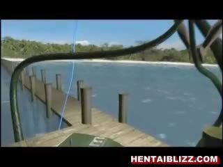 3d animado hentai ramera consigue follada por enorme tentac